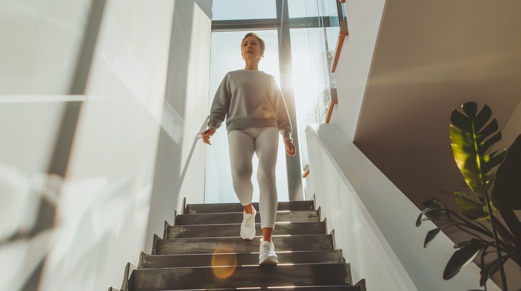 kiné sport versailles, nos spécialités, Rééducation orthopédique, Descendre les escaliers après prothèse de hanche : comment éviter la douleur